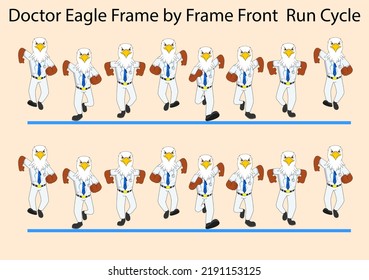 Angry Eagle Frame By Frame Front Run Cycle Vector Illustration. Designed For, 2D  ELearning Animation, Motion Graphics, Infographics, Animated Posters