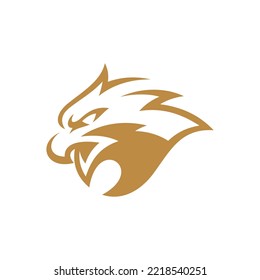 Angry eagle head logo design. Bird, falcon or hawk vector icon