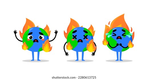 angry earth cute mascot illustration. mascot illustration about global warming.