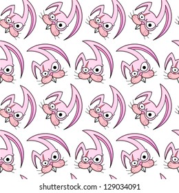 Angry Easter Bunny Seamless Pattern.