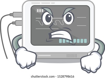 Angry ecg machine isolated in the character
