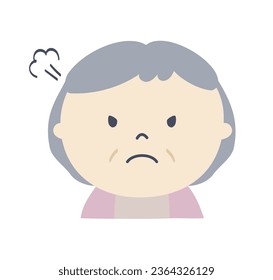 anciana enojada, ira, humanos, ilustración, personaje