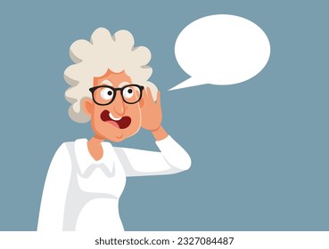 
Angry Elderly Woman Screaming with Speech Bubble Vector Cartoon Illustration. Mean retired granny misunderstanding the message 
