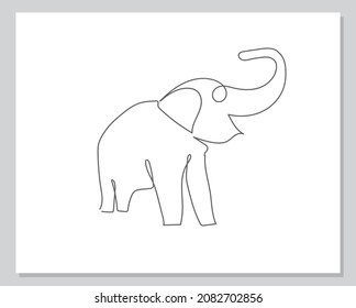 angry elephant continuous one line illustration