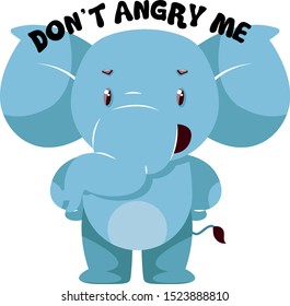 Angry elephant, illustration, vector on white background.