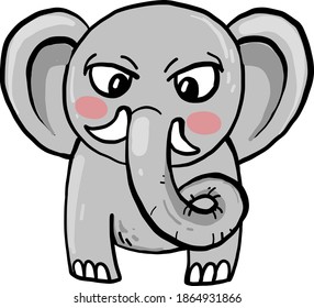 elefante enojado, ilustración, vector sobre fondo blanco.