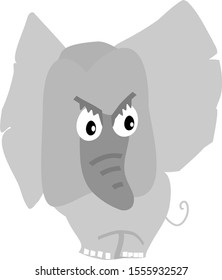 Angry Elephant Staring At Something Isolated Animal Vector