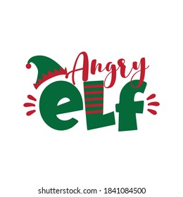 Angry ELF - funny Christmas design. 
Good for baby and child clothes, poster, banner, mug, and gift decortaion.