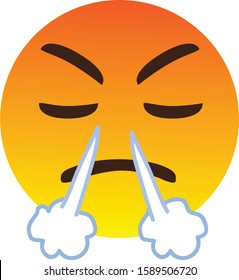 Angry emoji face. A yellow face turning red with a frowning mouth and eyes and eyebrows closed in anger, steam coming out of its nose as a sign of frustration.