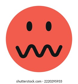 Angry emoji in groovy style . Vector design icon