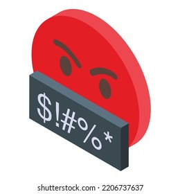 Angry emoji icon. Isometric of Angry emoji vector icon for web design isolated on white background