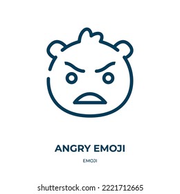 Angry emoji icon. Linear vector illustration from emoji collection. Outline angry emoji icon vector. Thin line symbol for use on web and mobile apps, logo, print media.