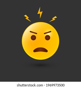 Angry Emoji Icon. Negative Thinking and Attitude. Angry Emotion and Reaction of Yellow Emoji. Bad Behavior and Mad Face. Customer Feedback. Unhappy Client icon. Vector illustration.