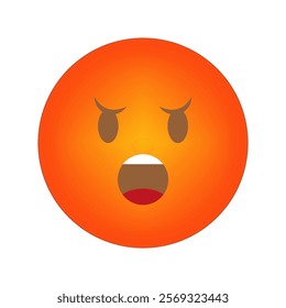 Angry emoji icon. Orange furious face. Emotional expression symbol. Gradient vector illustration.