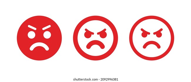 Angry emoji icon set. Mad face symbol