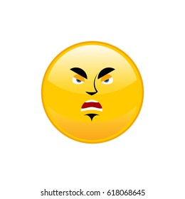 Angry Emoji isolated. Aggressive yellow circle emotion isolated
