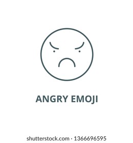 Angry emoji line icon, vector. Angry emoji outline sign, concept symbol, flat illustration