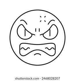 Vector de línea de emoji enojado. símbolo de emoji enojado. símbolo de contorno aislado ilustración negra