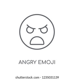 Angry emoji linear icon. Modern outline Angry emoji logo concept on white background from Emoji collection. Suitable for use on web apps, mobile apps and print media.