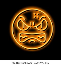 angry emoji neon light sign vector. angry emoji illustration