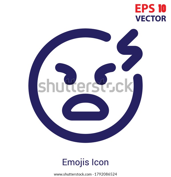 Angry Emoji Outline Vector Icon Thin Stock Vector (Royalty Free ...