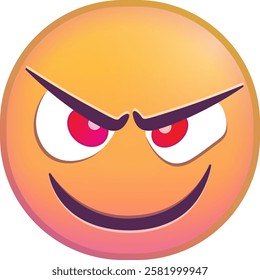 Angry emoji with red eyes and mischievous smile.