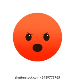 Angry emoji, red face. Annoyed expression, upset mood. Simple frustration icon. Vector illustration. EPS 10.