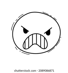 Angry emoji. Rude expletive doodle swear hand drawn face. Vector illustration isolated on white background.