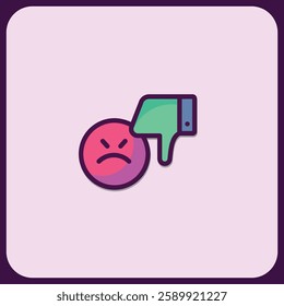 Angry Emoji with Thumbs Down: Negative Feedback Illustration