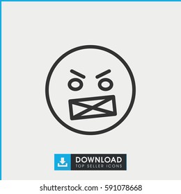 angry emot icon. Simple outline angry emot vector icon. On white background.