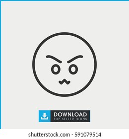 angry emot icon. Simple outline angry emot vector icon. On white background.