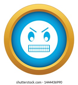 Angry emoticon blue vector isolated on white background for any design