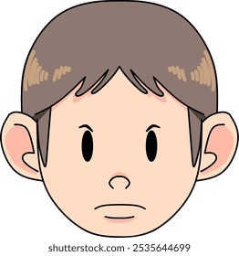 Angry emoticon of a boy with brown hair