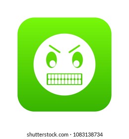 Angry emoticon digital green for any design isolated on white vector illustration