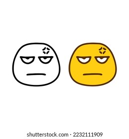 Angry emoticon in doodle style isolated on white background