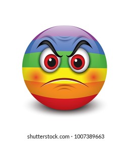 Cute Rainbow Sad Emoticon Emoji Smiley Stock Vector (Royalty Free ...
