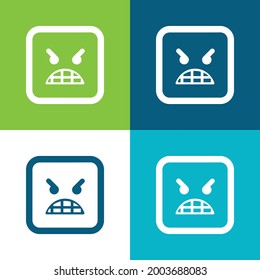 Emoticon Enfado Plano de cuatro colores conjunto de iconos mínimo