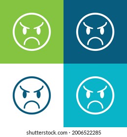 Angry Emoticon Face Flat four color minimal icon set