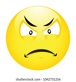 Angry emoticon face isolated on white background - vector illustration