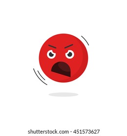 Angry emoticon face vector icon isolated on white background, cartoon shouting emoji character negative emotion