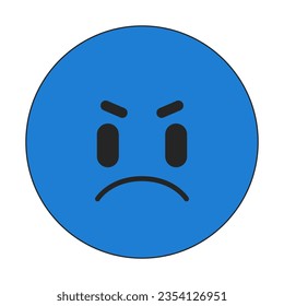 Angry emoticon flat line color isolated vector object. Hate, dislike reactions. Angry face emoji. Editable clip art image on white background. Simple outline cartoon spot illustration for web design