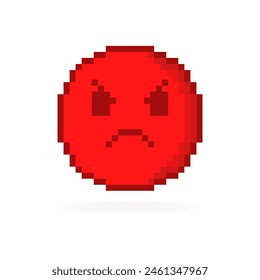 Angry emoticon icon. Red sticker of anger. Flat style. Vector icon