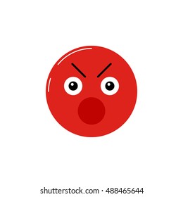 Angry emoticon. Isolated vector illustration on white background. For the expression of feelings. For quality evaluation. The basic smileys. Irate facial expression. An isolated object. Illustration.