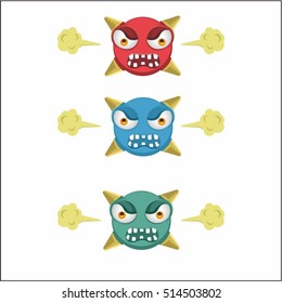 Angry emoticon. Isolated vector illustration on white background