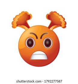 angry emoticon on white background vector illustration design