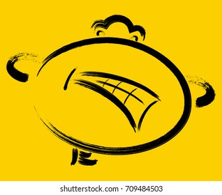 Angry emoticon on yellow background. EPS10 vector illustration