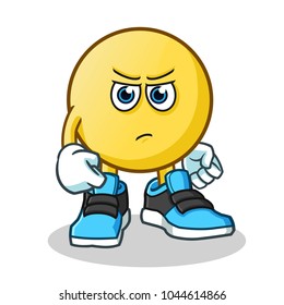 angry emoticon with punch mascot vector cartoon illustration
