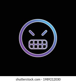 Icono de vector de gradiente azul Emoticon de enojo cuadrado