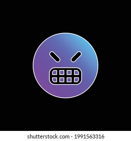 Angry Emoticon Square Face blue gradient vector icon