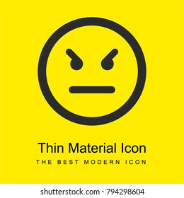 Angry emoticon square face bright yellow material minimal icon or logo design